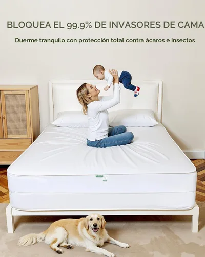 Vista 7 de FAUNNA - Funda protectora de colchón 100% algodón, 12 pulgadas de Blanco