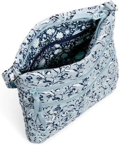 Vista 3 de Bolso cruzado hipster de algodón con triple cremallera para mujer