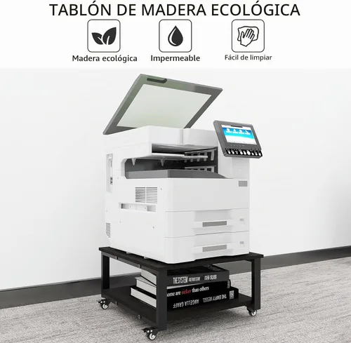 Vista 5 de Natwind 2 Tier Laser Printer Stand, 24''x24'' Large Printer Table, Black Negro