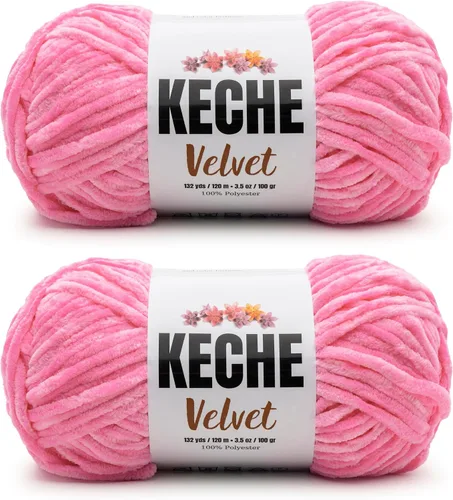Vista 36 de Keche Hilo para ganchillo, hilo de terciopelo, chenilla suave, manta de bebé voluminosa amigurumi Yarn 3.53 oz (132 yardas) - Arona