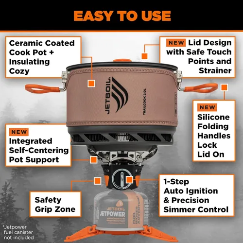 Vista 5 de Jetboil TrailCook - Estufa de camping y mochilero con control de calor ajustable, nuevo para 2026, color marrón