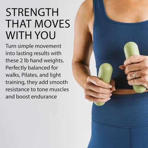 Vista 7 de Lindywell Juego de 2 pesas de mano de agarre suave, 2.2 libras, pesas de mano para mujeres y hombres, tonificación fina, pilates, terapia física