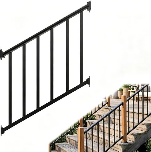 Vista 10 de Metty - Barandillas metálicas de 3 escalones para escalones al aire libre Blanco