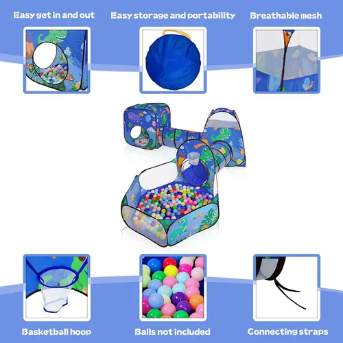 Vista 17 de Tienda de campaña de nave espacial para niños, tienda de juegos para niños con castillo de juguete, regalo para bebés niños y niñas de 3, 4, 5, 6, 7