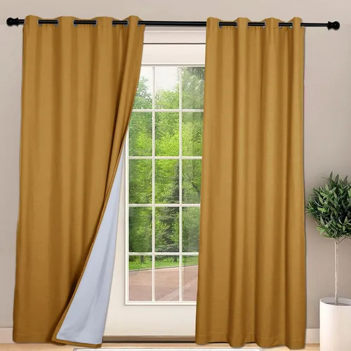 Vista 15 de Frelement Cortinas opacas extralargas de 108 pulgadas de largo, para sala de estar, cortinas de lino con bloqueo de luz, cortinas con aislamiento