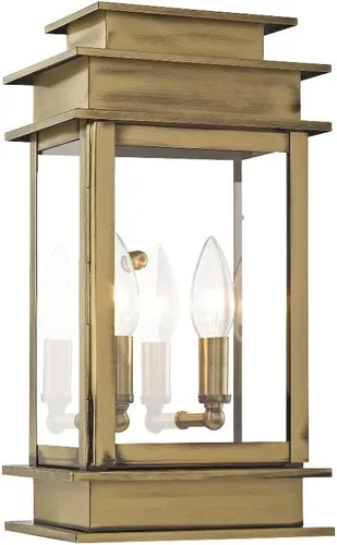 Vista 5 de Livex Lighting 2014-07 Princeton linterna de pared al aire libre Bronce con reflector de acero inoxidable cromado pulido