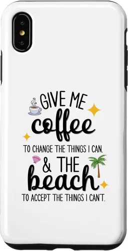 Vista 7 de iPhone 15 Funny Beach and Coffee Lovers "Give Me Coffee and the Beach" Case