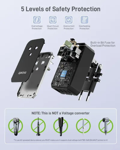 Vista 7 de EPICKA Adaptador de viaje universal Air 20W PD&QC con 1AC/3USB-C/1USB-A