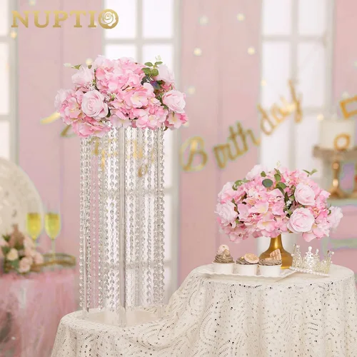 Vista 3 de NUPTIO Ramo de Arreglo de Bolas de Flores - 10 Piezas de 14.2 pulgadas de Diámetro Bolas de Flores Falsas Rosas Rosadas para Centros de Mesa