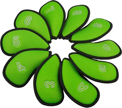 Vista 10 de 10 unids/pack nuevo Meshy Golf Iron Covers Set Golf Club Head Cover Fit Most Irons Iron Head Covers, With Numbers, Soft, Thick, Breathable, Fit
