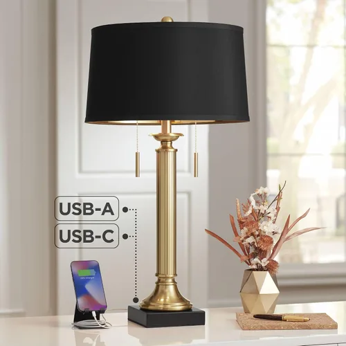 Vista 9 de Wynne - Lámpara de mesa grande de 30 pulgadas, puertos USB duales