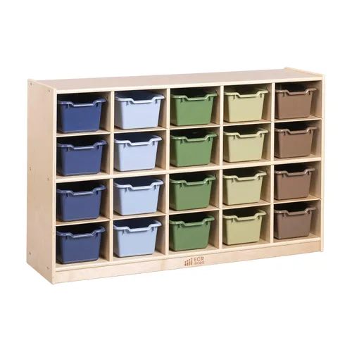 Vista 14 de ECR4Kids Gabinete de abedul para bandejas de almacenamiento para el aula, recipientes de colores Variado