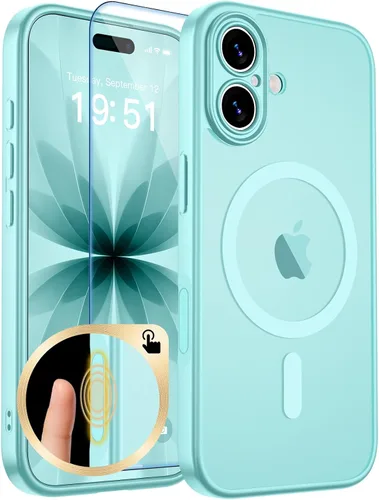 Vista 367 de zapica Funda magnética para iPhone Air, con protector de pantalla de vidrio templado, compatible con MagSafe, translúcida mate, a prueba de golpes