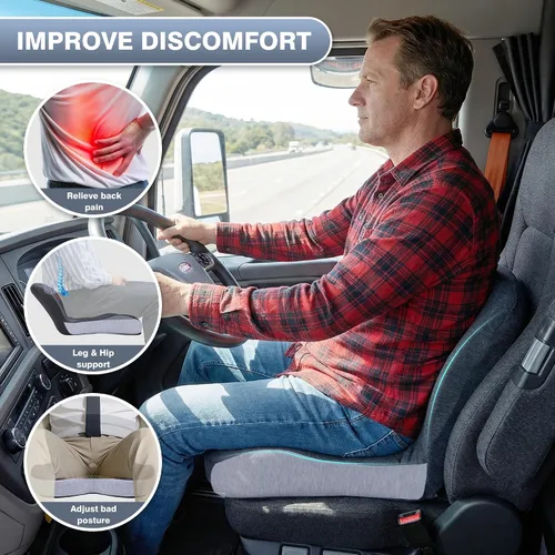 Vista 5 de Cojín de espuma viscoelástica para asiento de automóvil, cojín ergonómico para asiento de conductor para ciática y dolor de coxis, almohadilla
