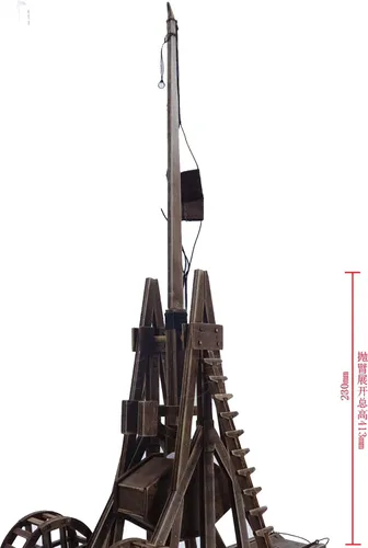 Vista 3 de GAWEGM Kits de construcción de modelos de madera - Kit de modelo de Trebuchet de carro antiguo - Máquina de bloques de lanzamiento, rueda giratoria