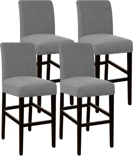 Vista 11 de Flamingo P Fundas de taburete para sillas de comedor, fundas de asiento de tela jacquard elástica con parte inferior elástica extraíble, juego de 2
