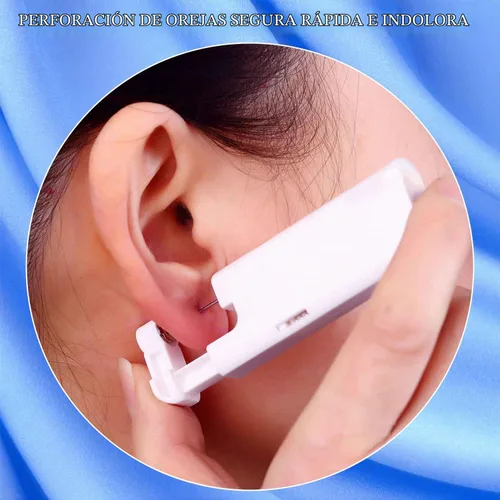 Vista 6 de KAIQIKAIXI 18 piezas, kit de perforación de oreja, pistola de clavos para oreja automática e indolora, desechable, aséptica, casera, portátil, grupo