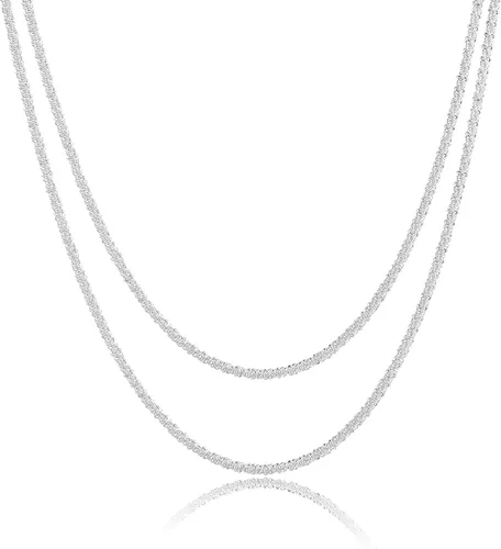 Vista 7 de Kyerlyn Collar en capas para mujer, chapado en oro de 14 quilates, collar de espiga de doble capa, collar de cadena de serpiente de doble capa