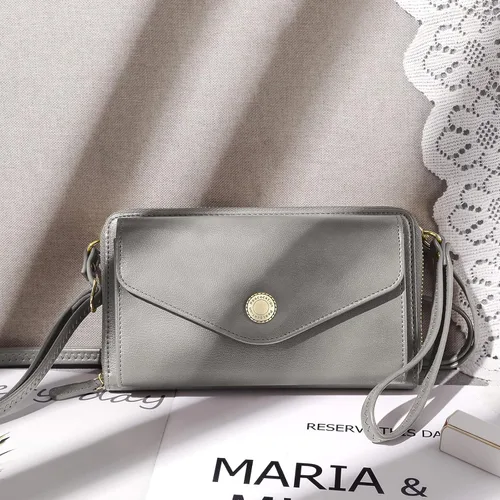 Vista 5 de Peacocktion Cartera para mujer con RFID, cartera cruzada de gran capacidad, 2 correas