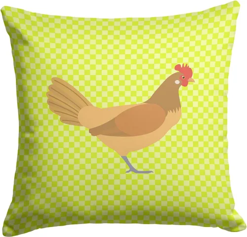 Vista 290 de Caroline's Treasures BB8163PW1414 Beltsville - Almohada decorativa de tela a cuadros pequeños, color blanco, pavo y gallina azul, lavable a máquina