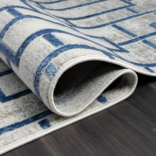 Vista 6 de Abani Atlas - Alfombra rectangular de 4 x 6 pies, color azul/gris, duradera, no desprende pelusa, fácil de limpiar