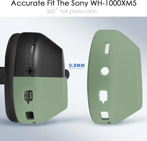 Vista 6 de Funda de silicona para Sony WH-1000XM5, Sony xm5 Wireless Headphones Funda protectora, color verde cactus