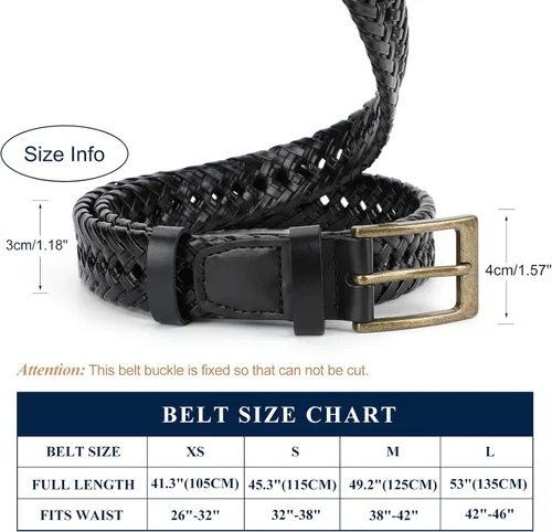 Vista 5 de Cinturón de cuero trenzado para hombre, jeans casuales, golf, hebilla de aleación tejida de cuero para hombre, cinturones trenzados a mano, regalo