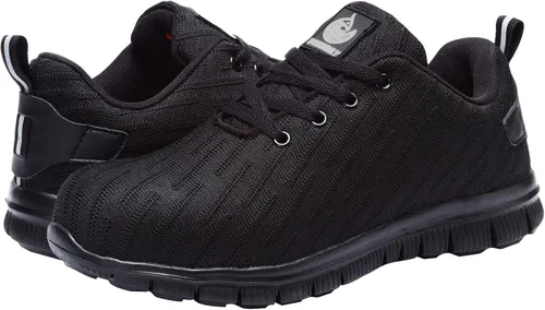 Vista 7 de DYKHMILY Steel Toe Shoes for Women Mens Lightweight Safety Toe Sneakers Slip Resistant Breathable Work Shoes
