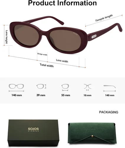 Vista 2 de SOJOS Gafas de sol polarizadas ovaladas retro para mujeres y hombres, estilo vintage de los años 90, inspirados en diseñadores, gafas de sol SJ2369