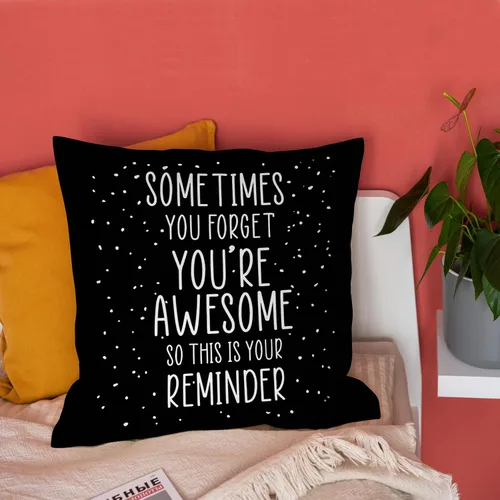 Vista 3 de Burosev Sometimes You Forget You're Awesome - Funda de almohada suave con citas inspiradoras, funda de almohada decorativa, decoración de refranes