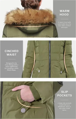 Vista 5 de Orolay - Chaqueta de plumón para mujer con capucha de piel sintética