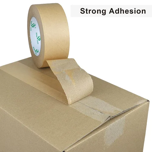 Vista 6 de BOMEI PACK Cinta de embalaje de papel reforzado de 2 pulgadas, cinta de envío de papel kraft autoadhesiva biodegradable, para embalaje resistente