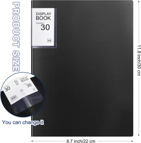 Vista 2 de Paquete de 6 carpetas con fundas de plástico con 30 bolsillos para presentaciones de libros de 8.5 x 11 pulgadas, carpeta de arte con protector