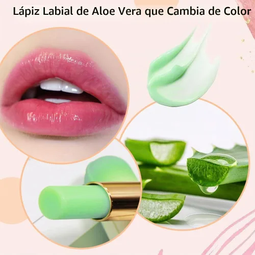 Vista 2 de evpct 2 piezas de bálsamos labiales tintados de aloe vera, cambio de color PH, barra de labios de larga duración, bálsamo labial, mancha, set de 2