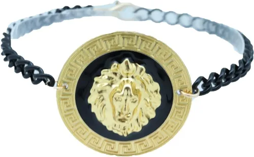 Vista 3 de Trendy Fashion Jewelry Pulsera de metal negro con cadena de botas occidentales para mujer, pulsera de tobillo grande león dorado para zapatos, Metal