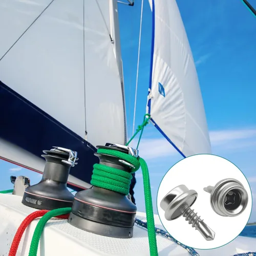 Vista 5 de Tornillos de acero inoxidable para barcos para cubierta de barco, enchufe de 3/8 pulgadas con tornillo de acero inoxidable de grado marino de 1/2