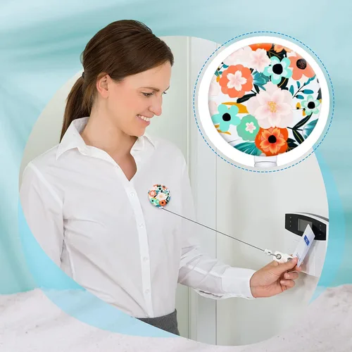 Vista 5 de Carrete de insignia retráctil lindo porta insignias con clip de cocodrilo carretes de insignia decorativos con nombre de enfermera en porta tarjetas