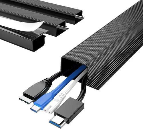 Vista 16 de Delamu Paquete de 2 organizadores de cables debajo del escritorio, organización de cables ordenada segura debajo de los escritorios para oficina