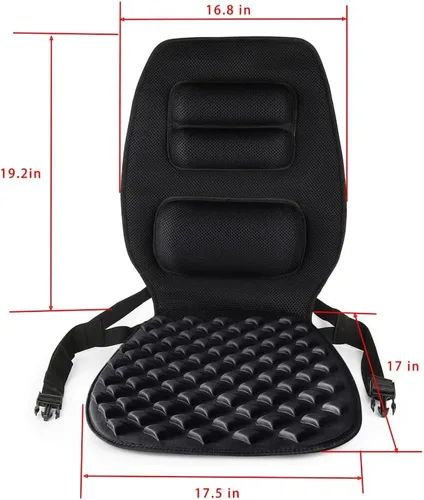 Vista 3 de FOMI Cojín de gel de alta calidad y soporte firme para la espalda, cojín de asiento y almohada torácica superior inferior y lumbar para automóvil