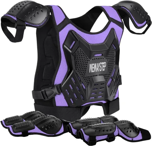 Vista 11 de Protector de Pecho para Bicicleta de Tierra para Niños - Chaleco de Armadura de Motocicleta Motocross con Rodilleras y Coderas - Traje de Protección