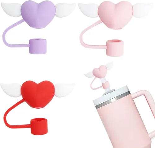 Vista 11 de 2 fundas de popote compatibles con vasos Stanley de 40/30 onzas, protectores reutilizables de silicona para popotes de 0.4 pulgadas/0.394 in