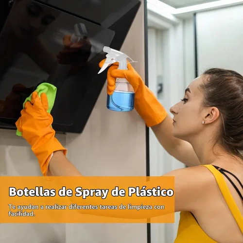 Vista 5 de 24 botellas de spray recargables, pequeñas botellas de plástico de 8 onzas con boquillas ajustables para jardinería, cuidado del cabello, limpieza