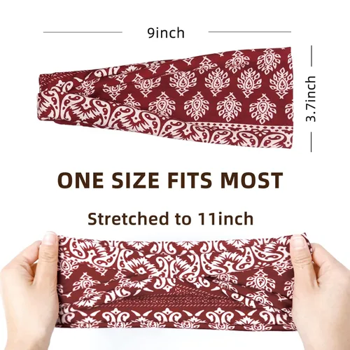 Vista 3 de Huachi Diademas bohemias para mujer, bandas anchas para la cabeza, para yoga, entrenamiento, bandas para el cabello para mujer, antideslizantes