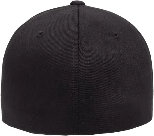 Vista 6 de Gorra de béisbol Flexfit Wooly Combed Premium de 6 paneles estructurada Ajuste elástico Paquete al por mayor disponible Negro