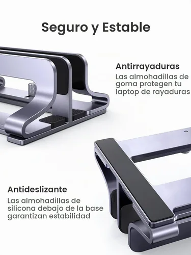 Vista 4 de UGREEN - Soporte vertical para laptop de 2 ranuras para escritorio, compatible con MacBook Pro Air, Lenovo Ideapad, Surface Book, HP Notebook, Dell