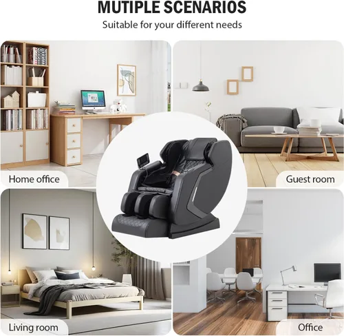 Vista 6 de Silla de masaje de cuerpo completo de gravedad cero 2026, 8 rodillos shiatsu fijos, calentamiento de cintura, compresión de aire y rodillos de pie
