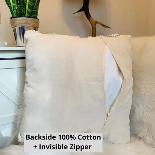 Vista 7 de Funda de almohada COZYDEKO estilo boho, de 18 x 18 pulgadas, almohadas decorativas marroquíes rústicas bohemias con acentos copetados, algodón