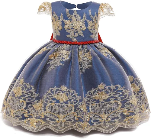 Vista 2 de NNJXD Vestido de princesa para bebé, con flores, para cumpleaños, bodas, fiestas