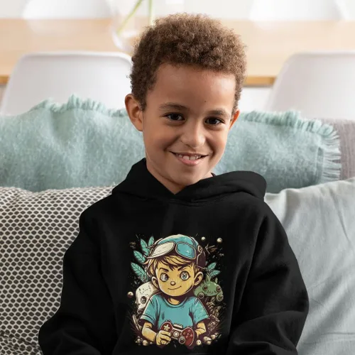 Vista 3 de Gamer Boy Toddler Hoodie - Anime Toddler Hooded Sweatshirt - Graphic Kids' Hoodie
