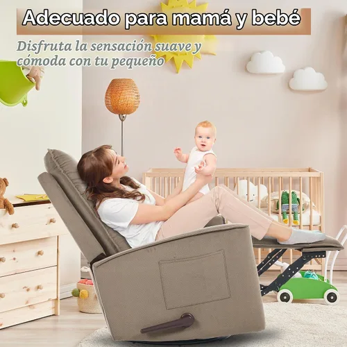 Vista 7 de Silla reclinable basculante giratoria para adultos, silla mecedora Silla reclinable balancín pequeña para espacios pequeños, RV, sala de estar